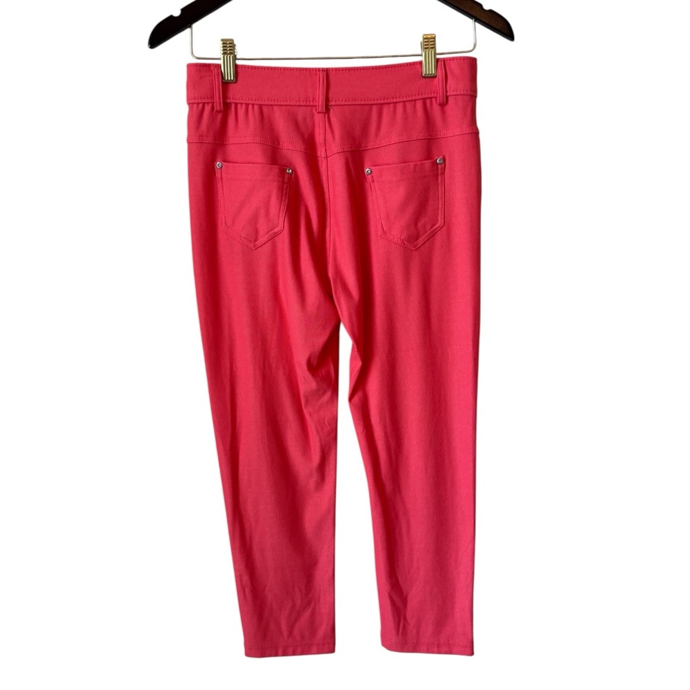 NEW Yelete Leg Wear Coral Pink Jeggings Sz M Pull On Stretch Rhinestones Barbie - Picture 3 of 7